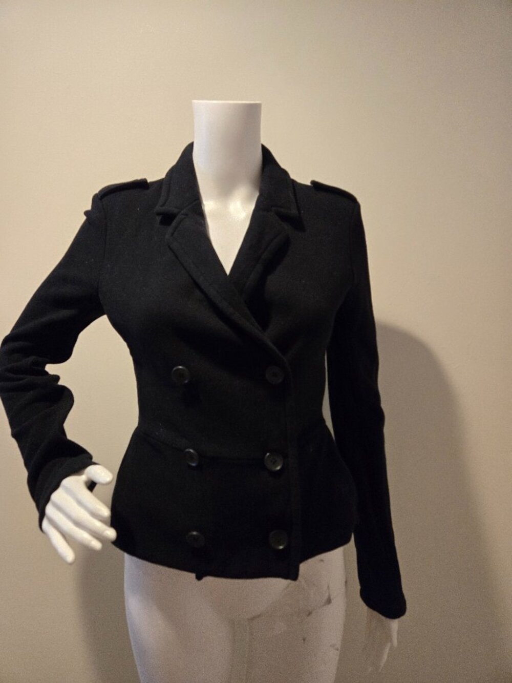 James Perse Double Breasted Blazer Sweatshirt Jacket Black 1/S